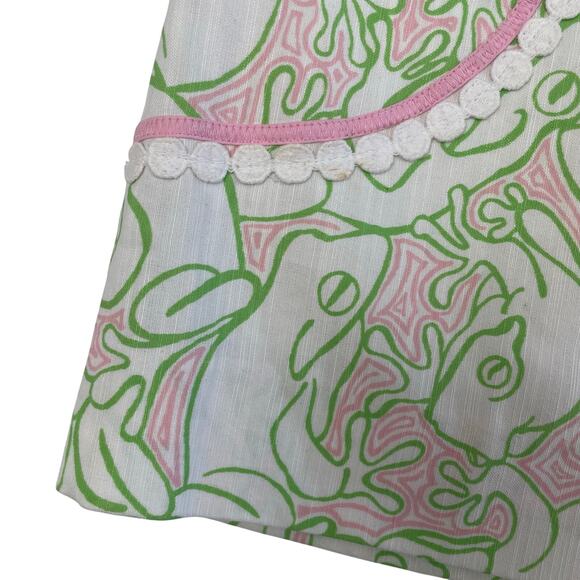 Lilly Pulitzer Originals Roslyn Skirt Pink Green Frog Lilly Pad Pattern 8 AS IS - Picture 2 of 8